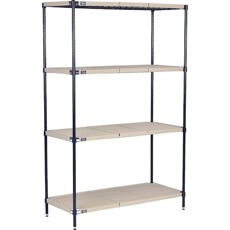 Nexel Nexelite 4 Shelf, Vented Plastic Mat Shelving Unit, Starter, 36inW x 24inD x 63inH 331530N